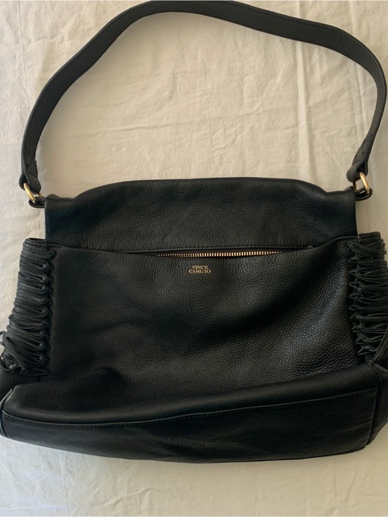 Vince Camuto Handbags - Vince Camuto Black 100% Leather Shoulder Bag with Braided Side Detail